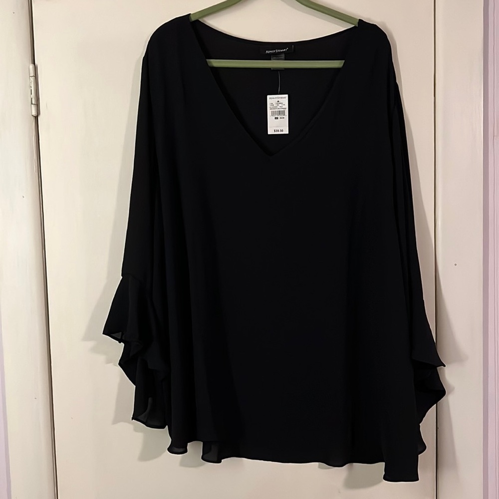 Ashley Stewart black blouse NWT size 26/28